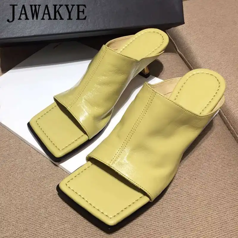 square toe leather mules