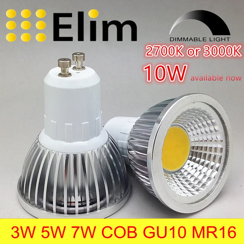 Bombilla LED regulable GU10 E27 MR16 Cob E14, foco 3w 5w 7w 10w 12W, blanco cálido 2700k 3000k 48mm, halógeno de Real|Bombillas tubos LED| AliExpress