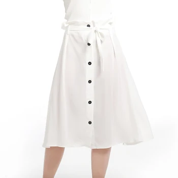 

Woman Skirts 2020 Summer Fashion Casual Sling Solid Color Buttoned knee-length Skirts Feminino Robe Femme