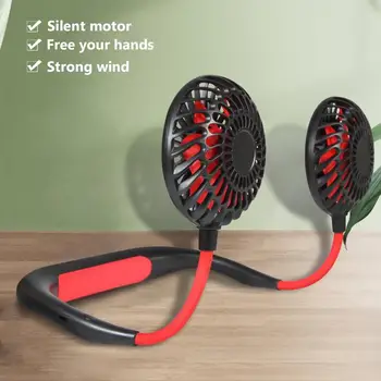 

USB Cable Adjustable Mini Portable USB Rechargeable LED Light Hanging Neck Neckband Dual Cooling Fan Car Accessory