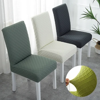 

2020 New Double Jacquard Stretch Elastic Slipcovers Solid Color Chair Cover Banquet Furniture Protector for Dining Room Wedding
