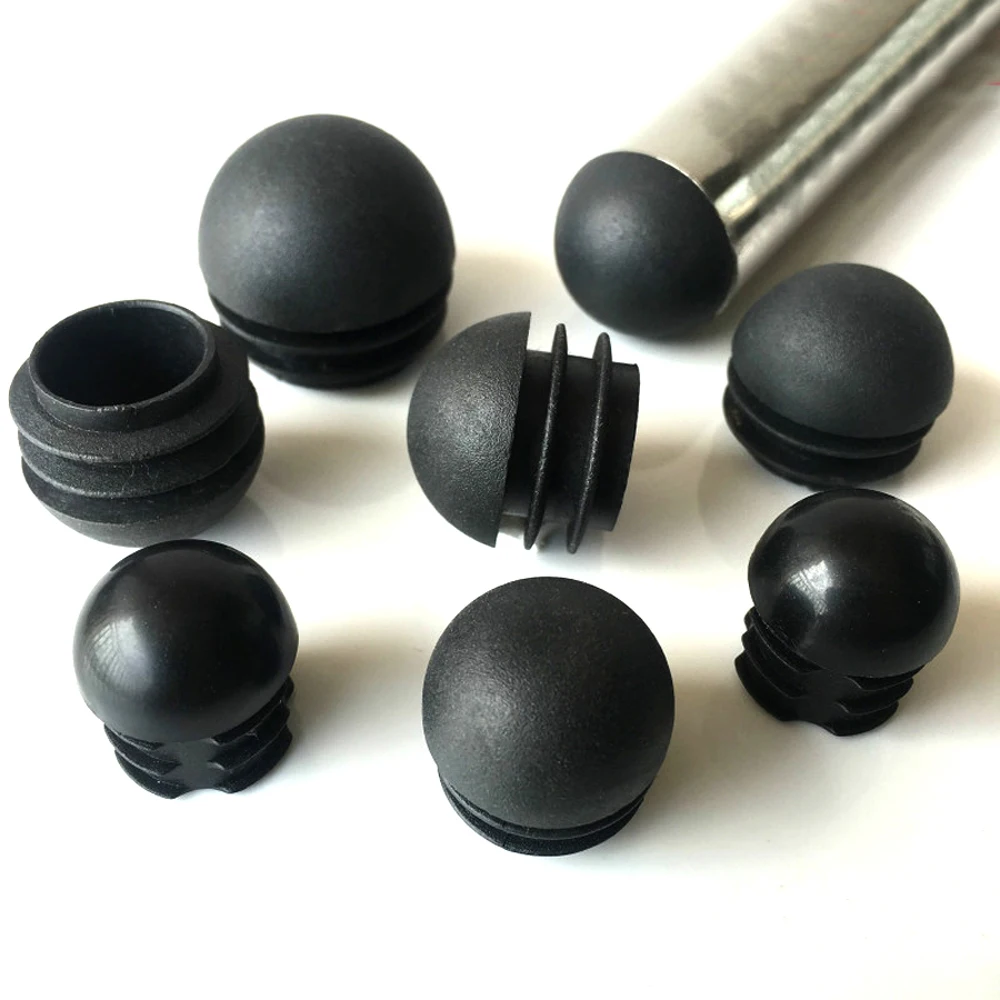 Domed Round Plastic Black Blanking End Caps Tube Pipe Inserts Plug 19mm 22mm 25mm 32mm 5/10/20/50Pcs pipe end cap
