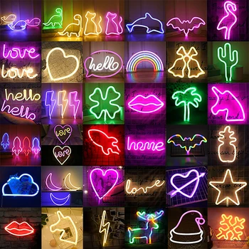 Groothandel Led Neon Night Light Sign Wall Art Teken Night Lamp Xmas Verjaardagscadeau Bruiloft Muur Opknoping Neon Lamp home Decor