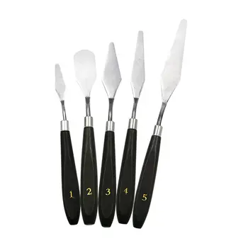 

5PCS Painting Knife Set Palette Knife Stainless Steel Spatula Kit for Artist Canvas Oil Paint Color Mixing Painting Tool Set