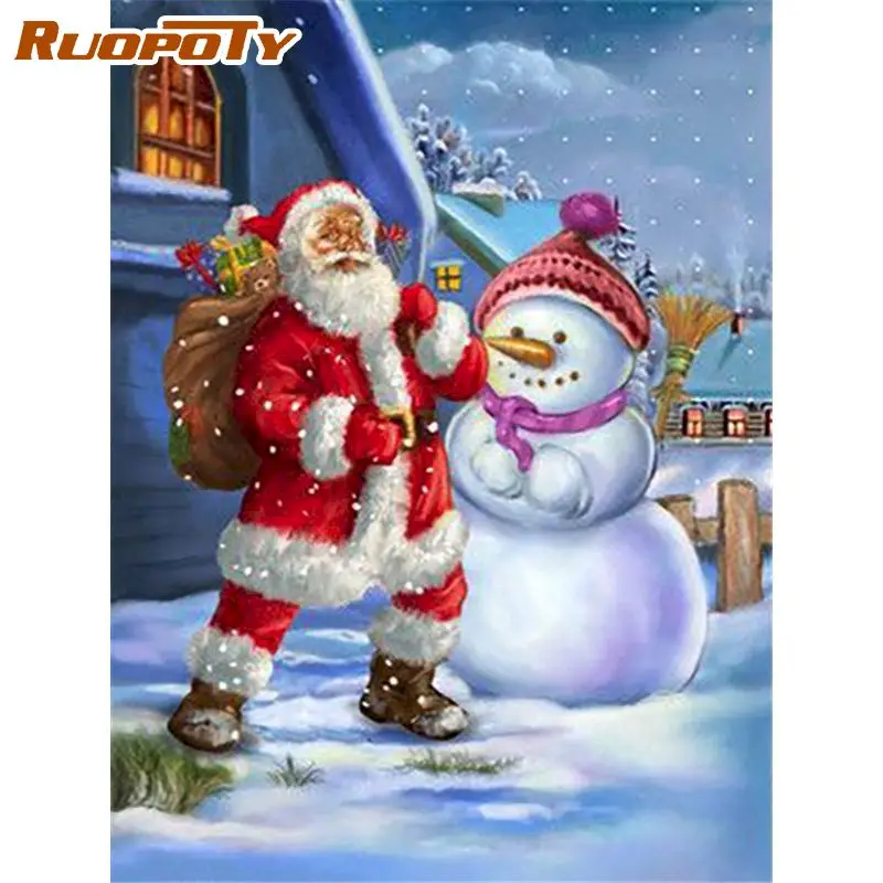 

RUOPOTY 60x75cm Painting By Numbers Frameless Oil Paint By Numbers Christmas DIY Santa Claus Digital Painting On Canvas