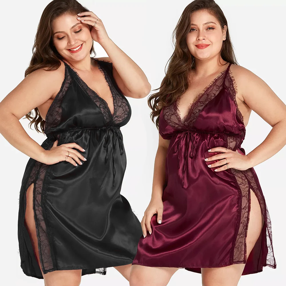 Satin Lace Nightdress Lingerie - Ladies 