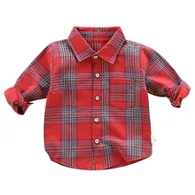 Осенние детские топы в клетку с длинными рукавами для маленьких мальчиков; Повседневная Блузка