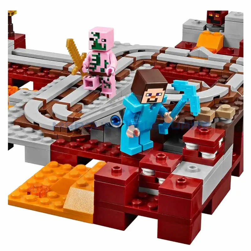 Nether Railway Building Blocks With Diamond Steve Action Figures Compatible My World Bricks Set Gifts Toys 21130 Nether Railway Building Blocks With Diamond Steve Action Figures Compatible My World Bricks Set Gifts Toys 21130