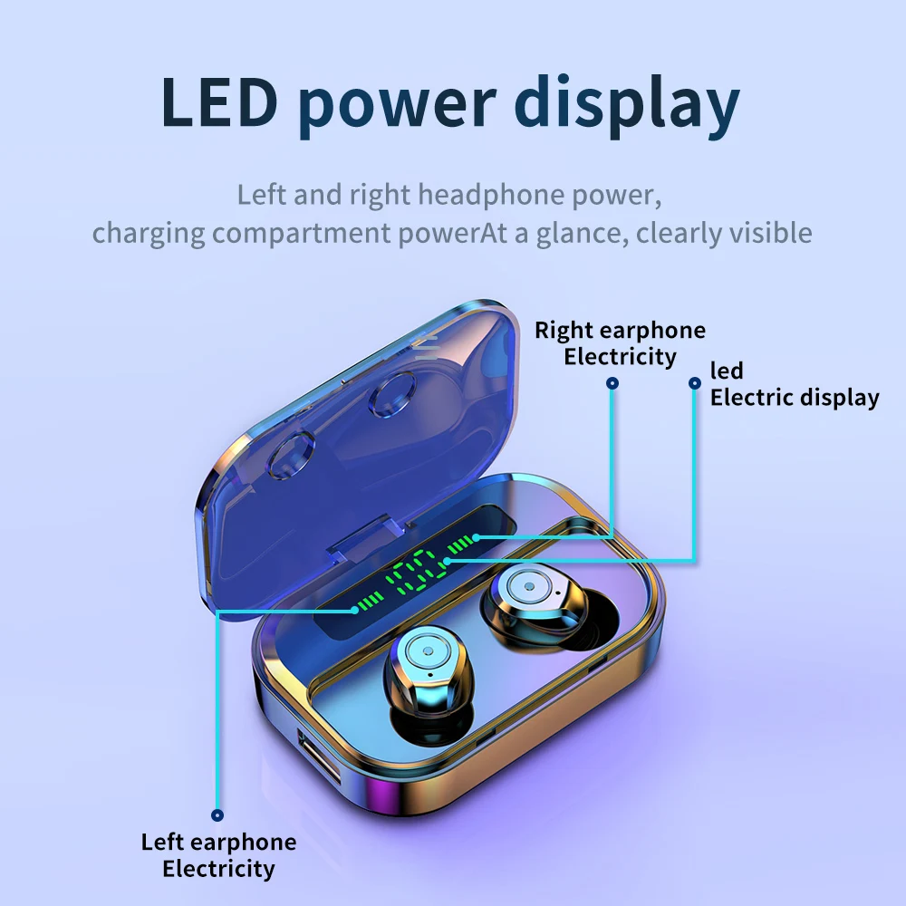 TWS Bluetooth Earphone LED Display True Wireless Earbuds TWS Touch Control Wireless Earphones For iPhone Headphones Waterproof