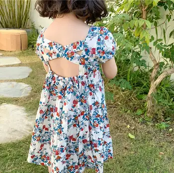 

Korea Japan Summer Baby Girls Cotton Printed Back Hollow Out Corss Dress, Princess Kids Sweet Clothing 6 pieces/lot, Wholesale