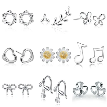 

925 Sterling Silver Splicing Cute Animal Stud Earrings For Women Casual Style Girl Earings Personality Sterling-silver-jewelry