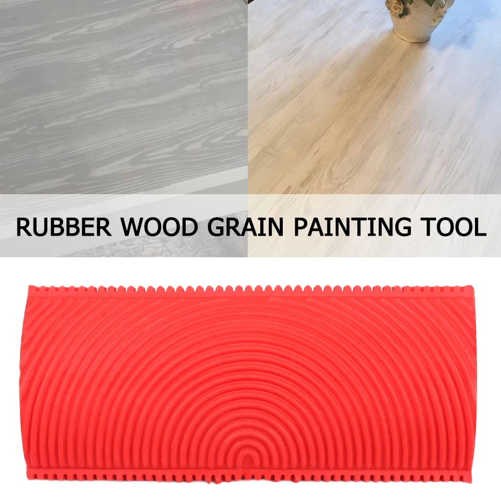 2pcs Rubber Paint Roller Cylinder Imitation Wood Grain Brush Wall