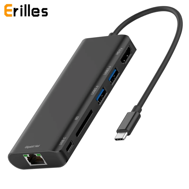 USBC 3 1-1000 M RJ45 HDMI 4K USB 0 разветвитель концентратор с sd-кармашком для чтения PD порт