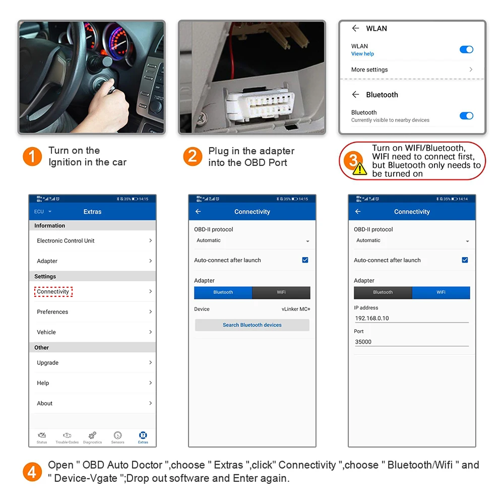 BT OBD2 Scanner Vgate vLinker MC+ BLE ELM327 For Android/IOS/Windows ELM 327 wifi Car Diagnostic Scan Tool PK OBDLINK MC car battery charger price
