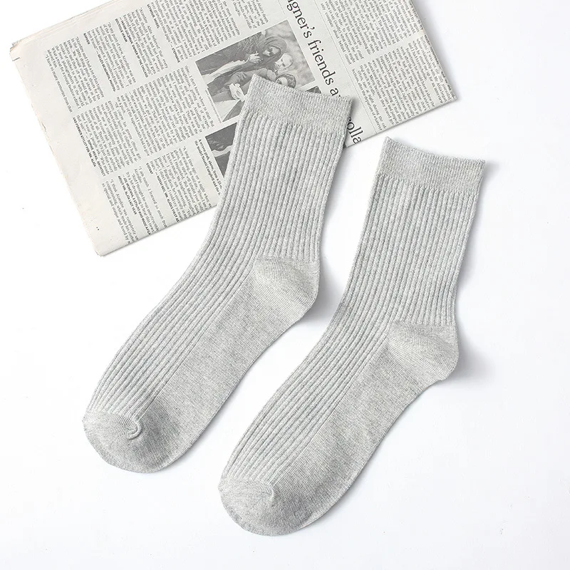 Sokken носки мужские осенние и зимние новые мужские вертикальные полосы хлопковые носки без пятки одноцветные впитывающие пот дышащие Повседневные носки - Цвет: Light gray