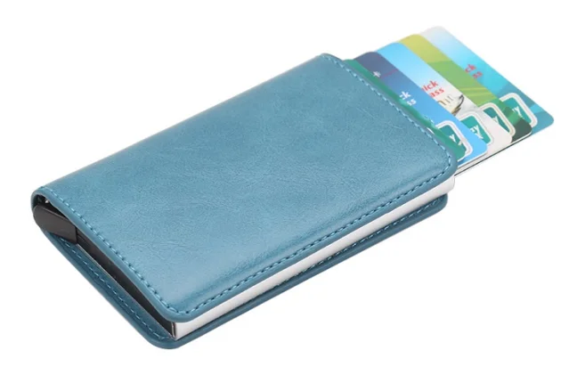 Sky Blue RFID Противоугонный автоматический кошелек, кредитный держатель для карт из искусственной кожи, модный кошелек для карт, Чехол для карт, мужской и женский кошелек - Цвет: Sky Blue