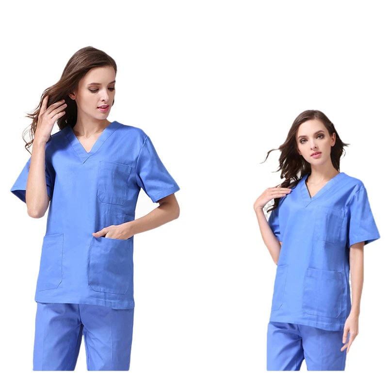 Viaoli new Fashion Women Medical Uniforms Nursing Clothes Short Sleeve Work Wear V Neck Solid Summer Short Sleeve Nurse Uniform