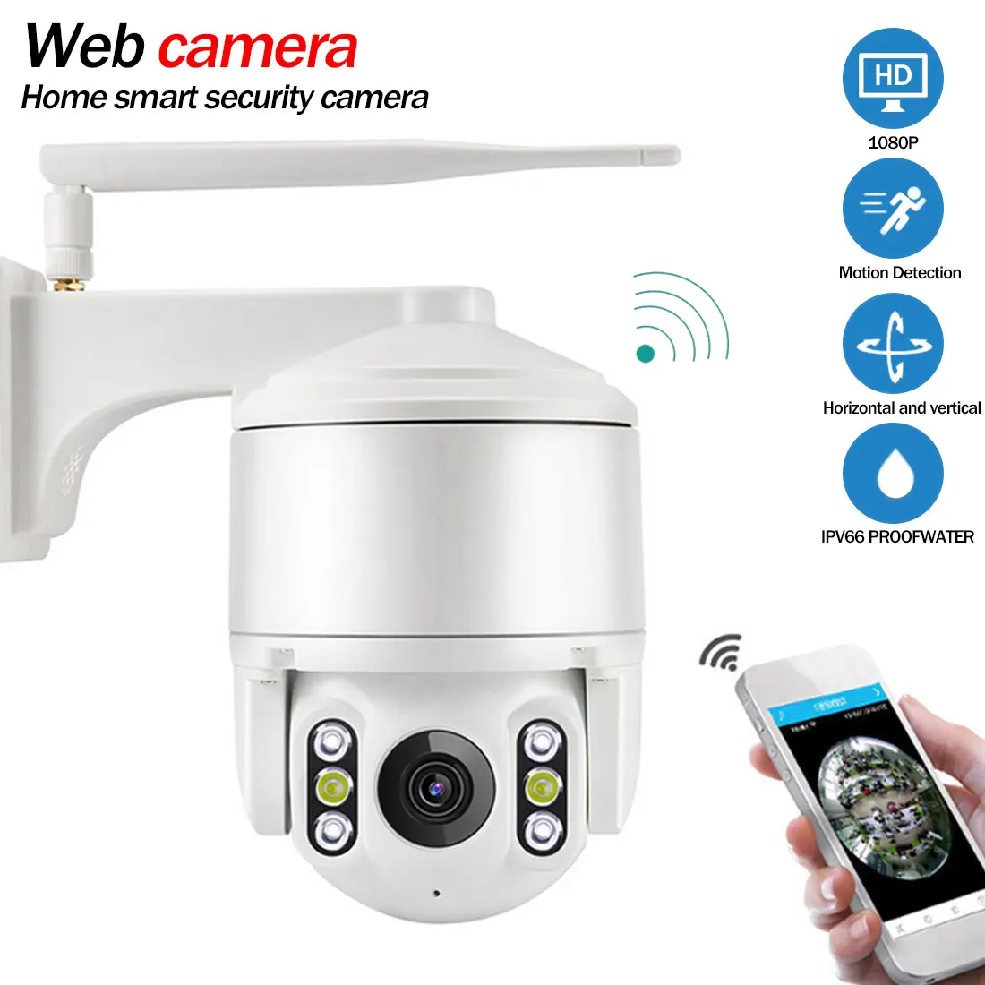 

1080P Wireless IP Camera AI Wifi Surveillance Camera 360 Degree PTZ Control Motion Detection Cloud Storage Outdoor Waterproof