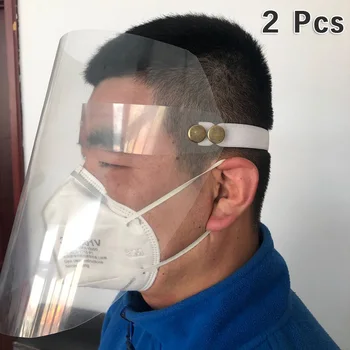 

2pcs Transparent Protective Mask Full Face Shield Masks Particulate Respirator Hat Mask Saliva Transmission Masks