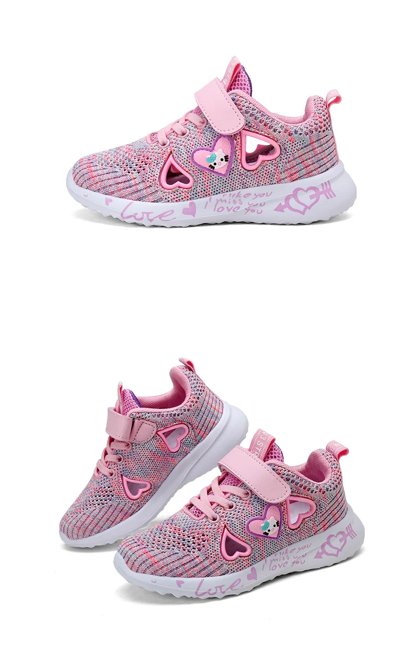 Children Mesh Casual Shoes Girl Sneakers Kids Banner Sport Footwear Kids Shoes for Girl Light Shoes Cute Pink Flat Shoes Winter