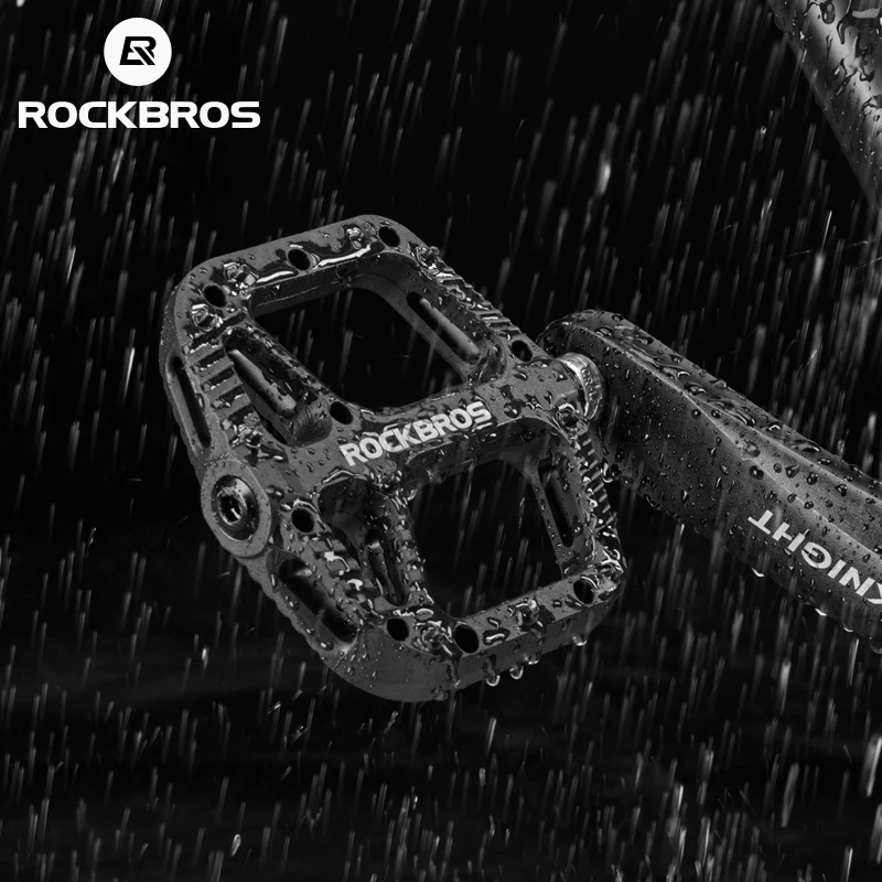 ROCKBROS Cycling MTB Wide Flat Pedals Sealed Bearing Bicycle Nylon Pedals orange