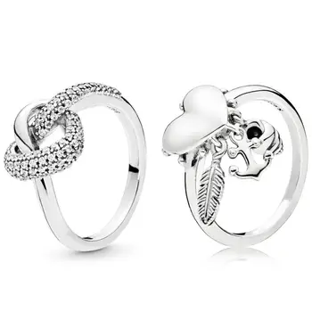 

Baofu New 925 Sterling Silver Ring With Shiny Heart-Shaped Knot And Feather Spirit Is Suitable For Primitive Female Senior