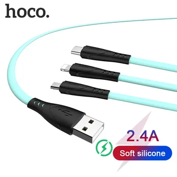 

HOCO Soft Silicone USB Cable for iPhone 11 Xs Max 8 7 Type C Cable for Samsung Xiaomi Huawei Micro Cable 1m USB-C Charger Wire