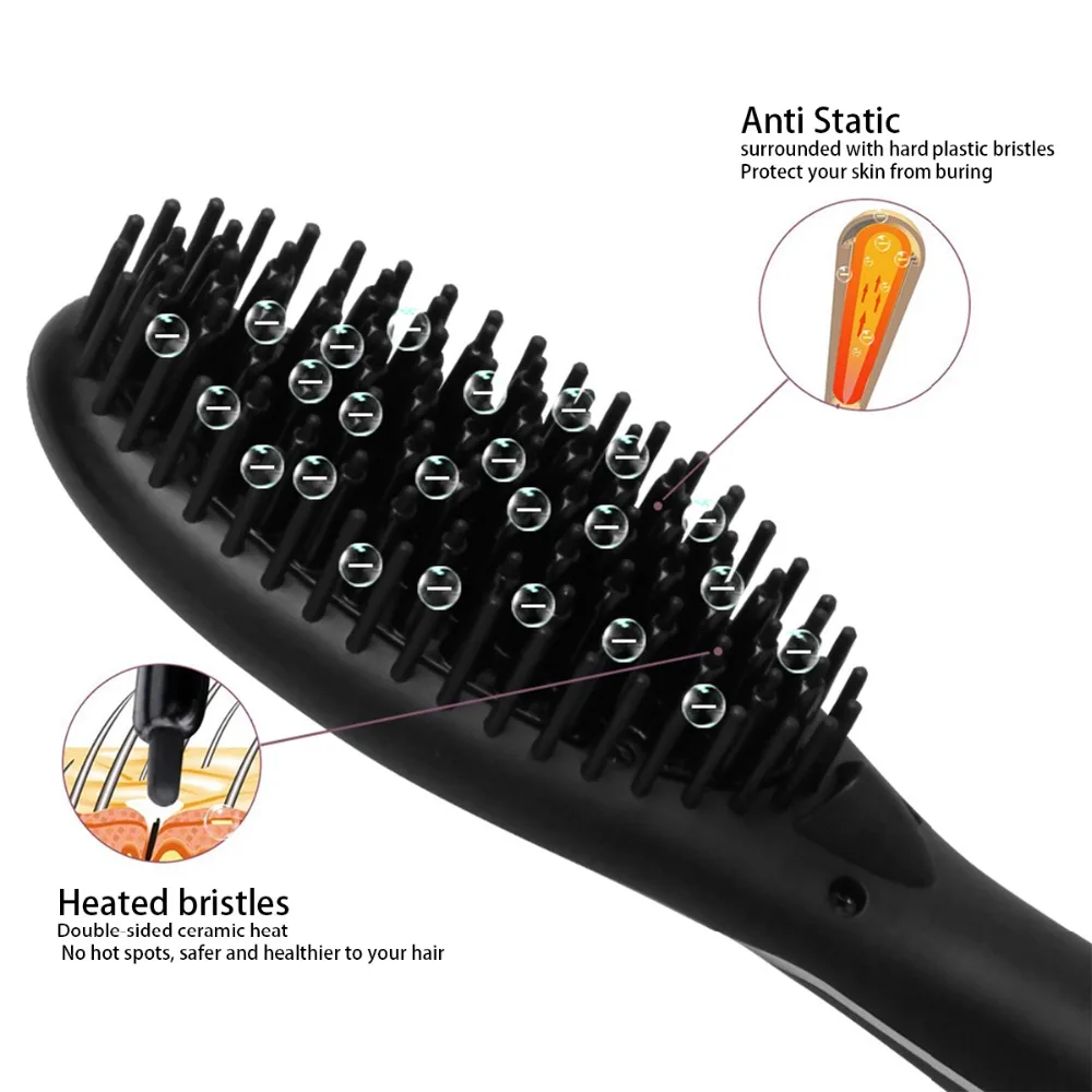 Escova de Cabelo Alisador de Cabelo Escova de Cabelo em Linha Eternity Rápido Pente Escova Elétrica Ferros em Linha Reta Etr-28b 8 Ferros alisamento