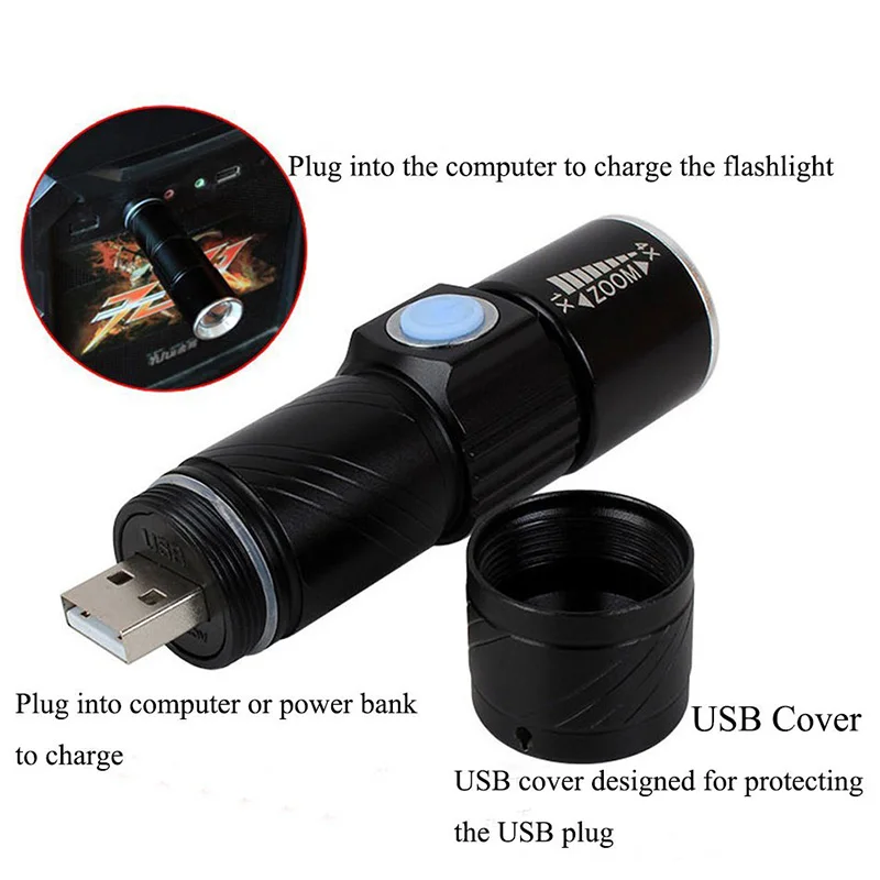 Мини usb зарядка светодиодный фонарик Q5 супер яркая Ручка Фонарь для наружного встроенного аккумулятора Zoom СВЕТОДИОДНЫЙ фонарик
