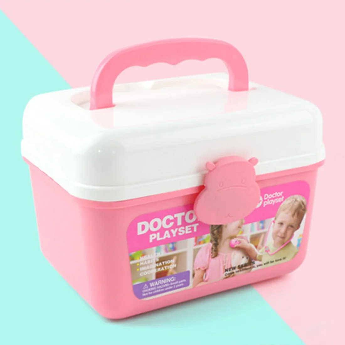 44Pcs Дети ролевые стоматологический набор инструментов доктор медицинский игровой набор с бегемотом игрушка Моделирование доктор игрушки для детей Дети-розовый синий