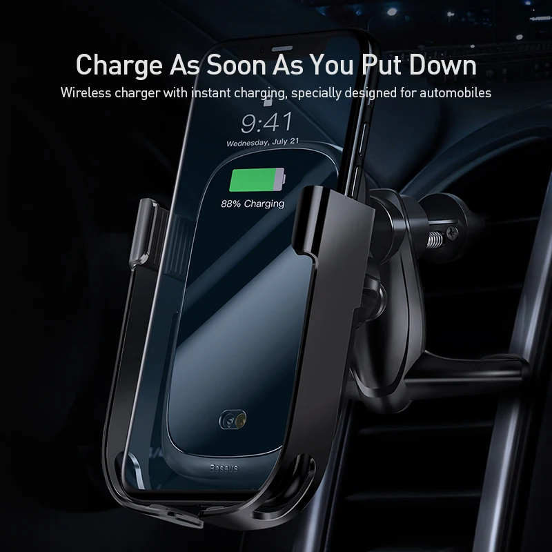 Baseus Qi автомобильное беспроводное быстрое зарядное устройство держатель Автомобильный индукционный беспроводной зарядное устройство Держатель для iPhone11X XSSamsung S9 S10