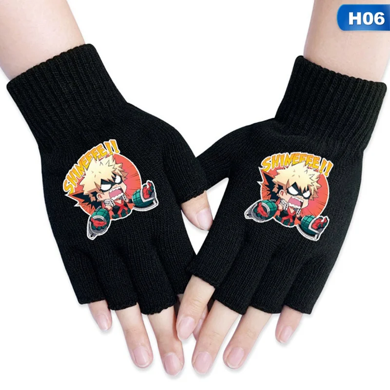 6 1 пара очаровательных аниме My Hero Academy Finger Хлопковые вязаные наручные перчатки варежки аниме аксессуары Перчатки - Цвет: 6