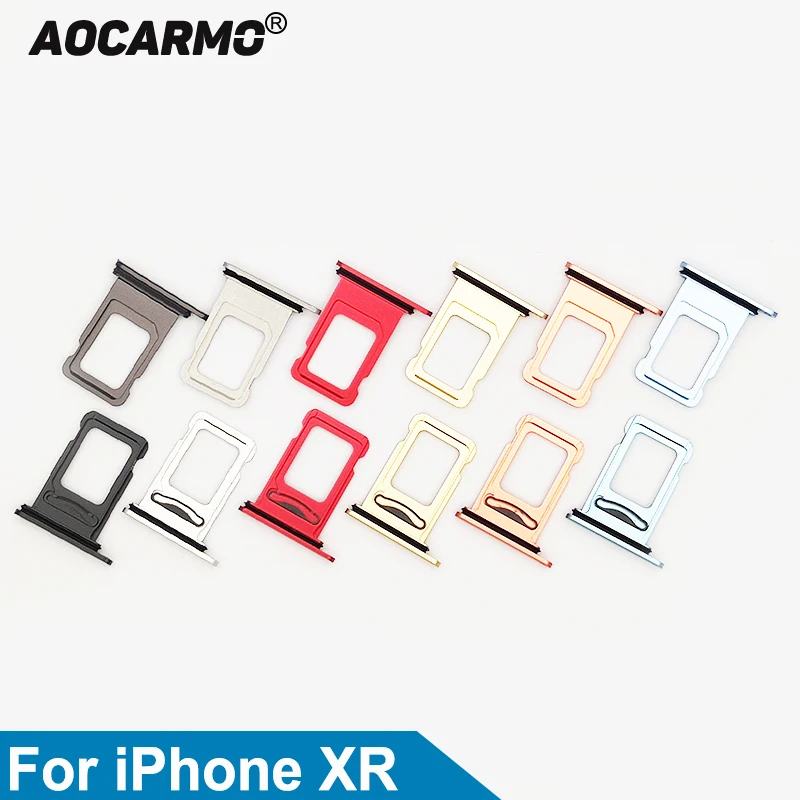 Aocarmo-Micro soporte para tarjeta Sim doble, bandeja de ranura para tarjeta Sim Dual para iPhone XR, pieza de repuesto