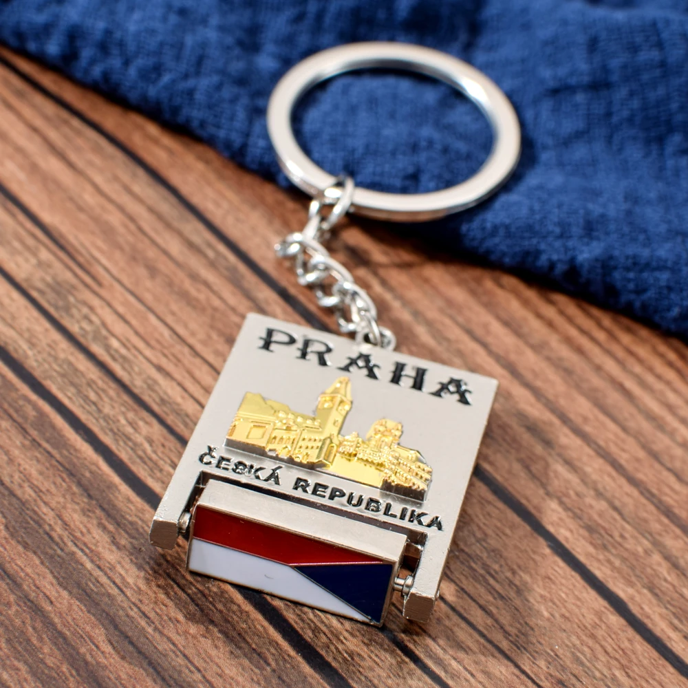 Vicney Новые Креативные известная достопримечательность вращающийся флаг Чехии брелок высококачественный Прага путешествия сувенир, брелок для друга