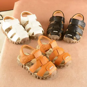 

Hot t Boys Sandals Soft Leather Closed-Toe Toddler Baby Summer Shoes Boys and Girls Children Beach Shoes Sport Kids Sandal