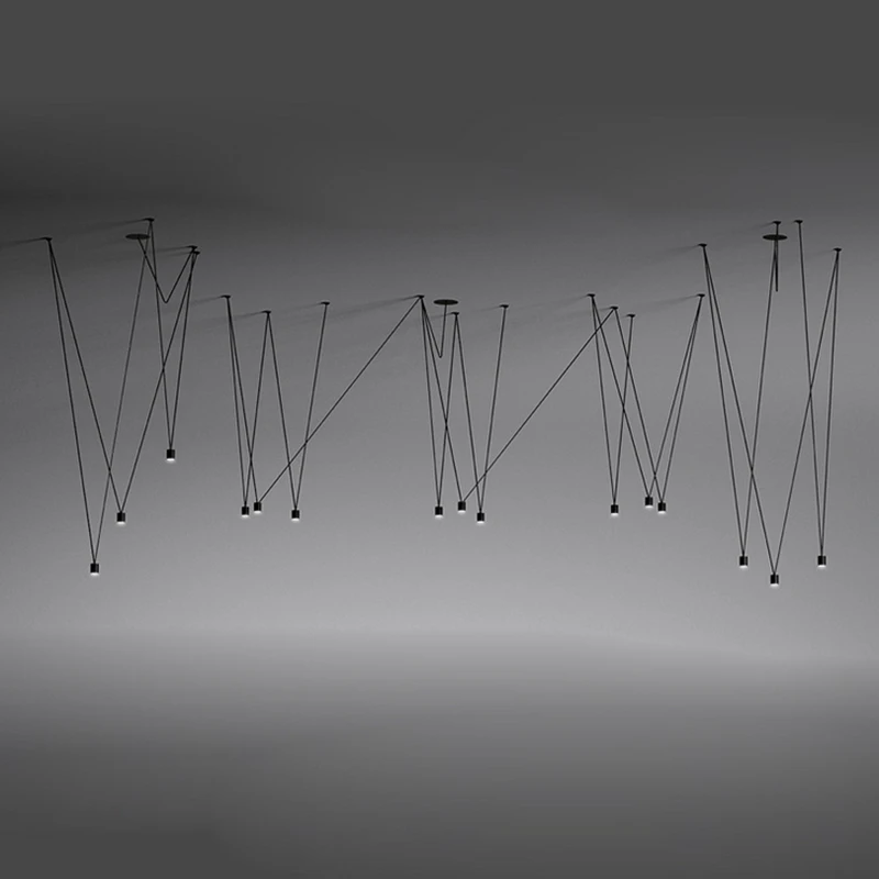 

Modern Led Line Geometric DIY Chandelier Black White Unique Art Design Metal Hanging Lamp