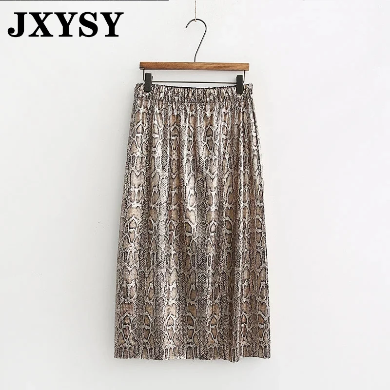 JXYSY, английская, офисная, Дамская, высокая талия, элегантная, с блестками, Змеиный узор, с принтом, юбка миди, для женщин, faldas mujer moda,, юбки для женщин - Цвет: Multi