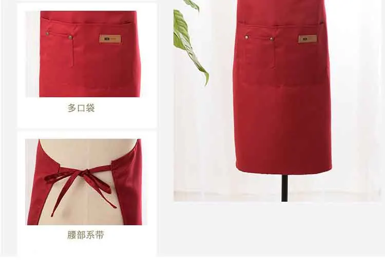 Cotton Kitchen Aprons Coffee Shop And Barber Working Apron Bib Cooking Apron For Woman