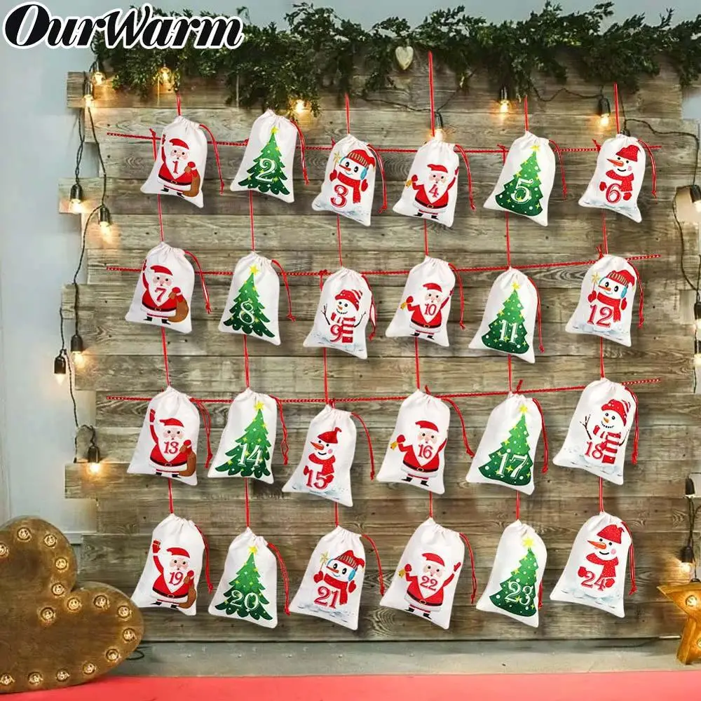 Сумка с цифрами OurWarm 24/31 шт. Рождественское украшение для календаря новогодние