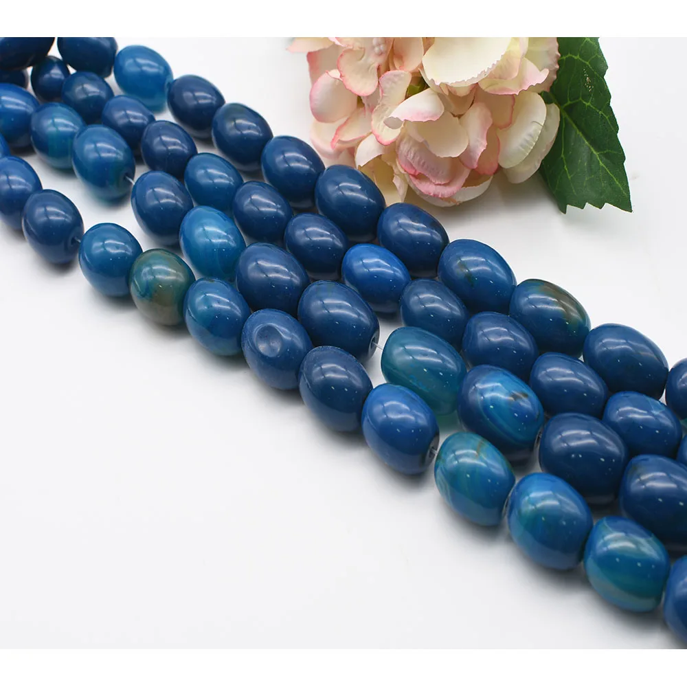 

2strands/lot 25mm Natural Smooth dark blue cylindrical Agate stone beads For DIY Bracelet Necklace Jewelry Making Strand 15"