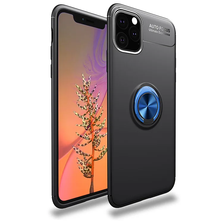 100 шт Мягкий защитный чехол из ТПУ для iPhone 11 Pro Max XS XR X 8 7 6 6S Plus Магнитный вращающийся стенд с металлическим кольцом