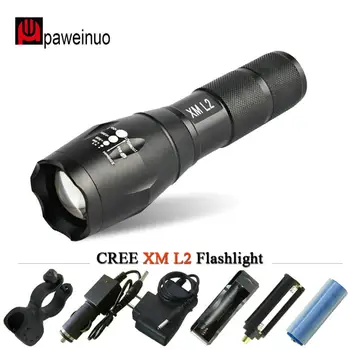 

led Flashlight CREE XM-L T6 LED police high power Torch lanterna Zoomable Waterproof FlashLight 18650 rechargeable battery torch