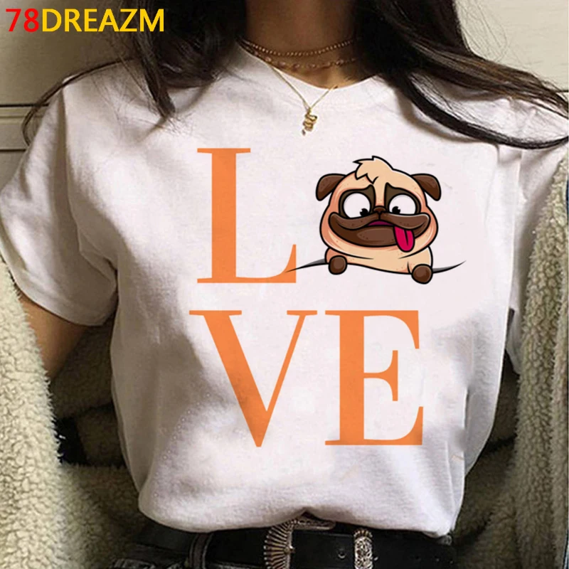 French Bulldog top tees summer top femme white t shirt kawaii 2021 plus size top tees streetwear harajuku friends t shirt