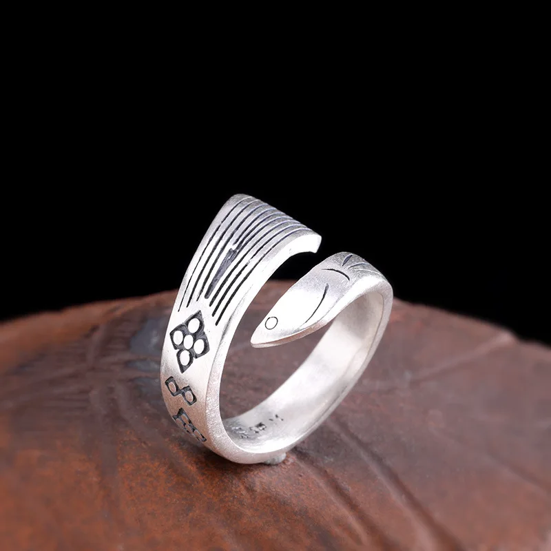 

S990 Sterling Silver Ladies Open Fish Ring