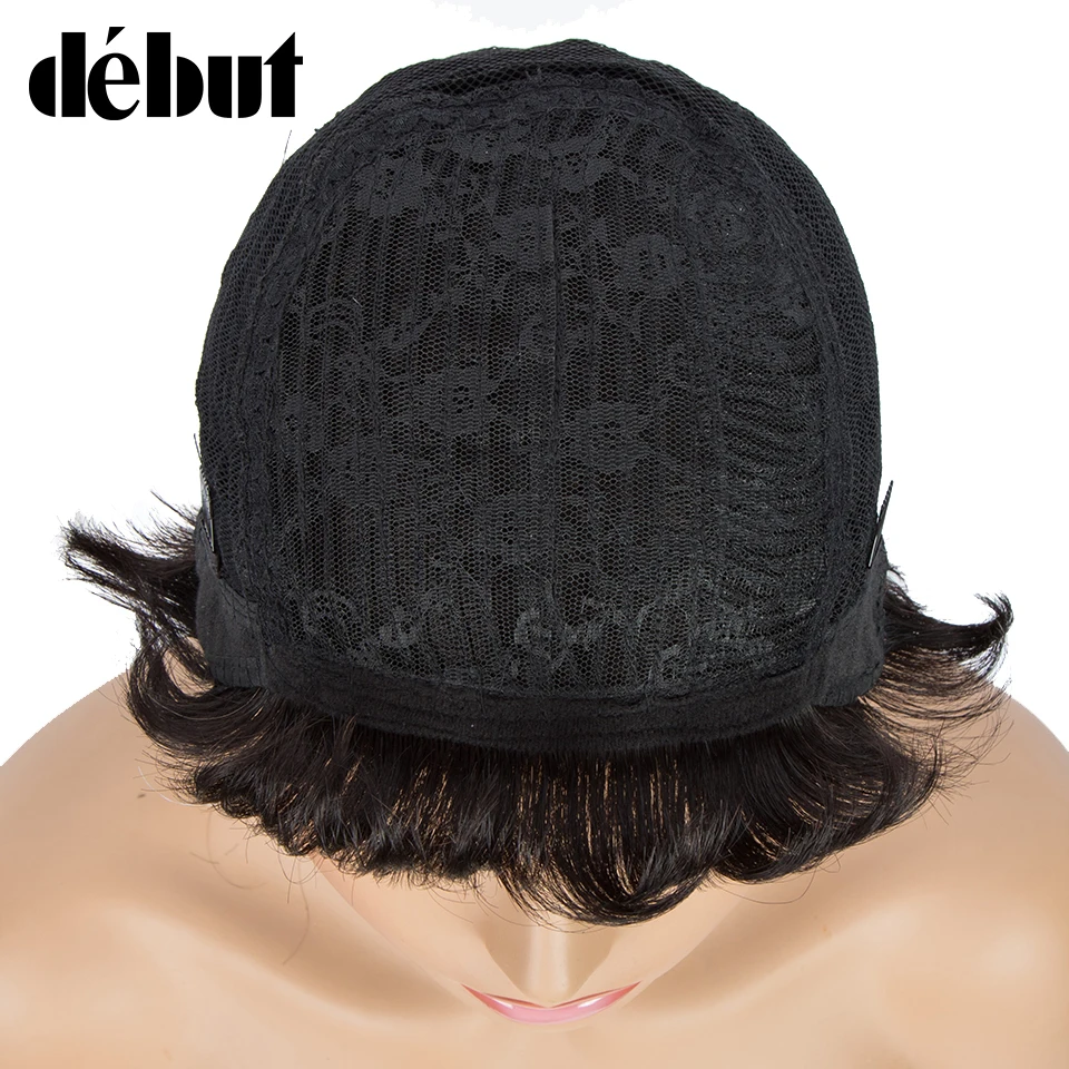 Perucas de Cabelo Peruanas em Linha Debubt Cinza Humano Pixie Corte Curto Bonito Perucas Reta Bob 100% Cabelo Barato Remy Preto Completo 7 High Quality Apliques e perucas