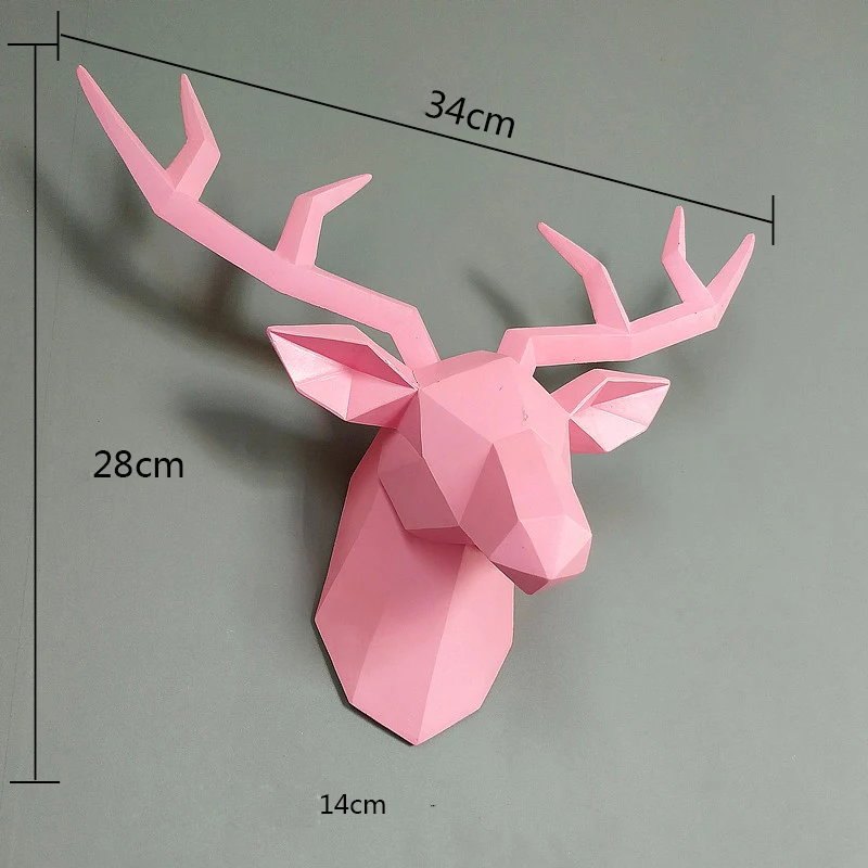 Home Statue Decoration Accessories 34x28x14cm Vintage Antelope Head Abstract Sculpture Room Wall Decor Resin Deer Head Statues