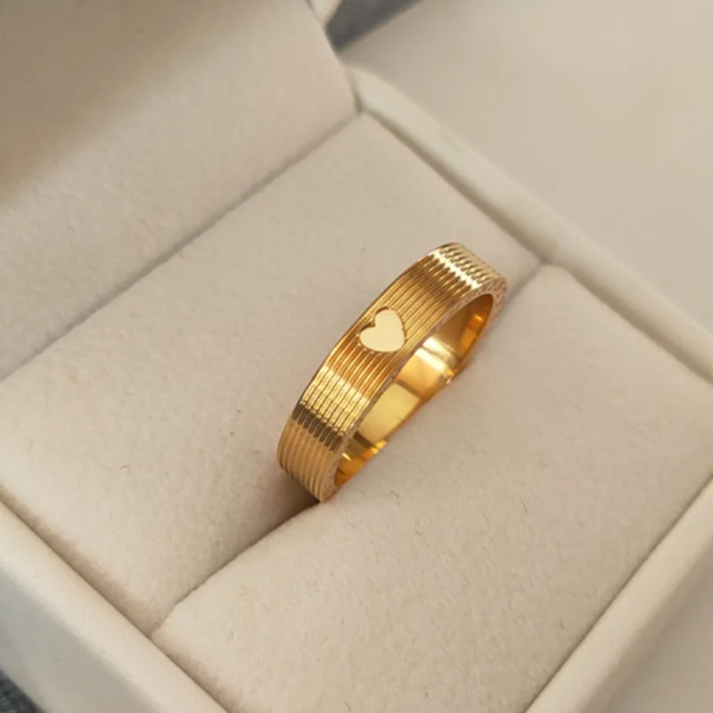 Fashion Golden Clock Ring Love Heart Couple Proposal Wedding Jewelry Women Luxry High Quality Stainless Steel Finger | Украшения и