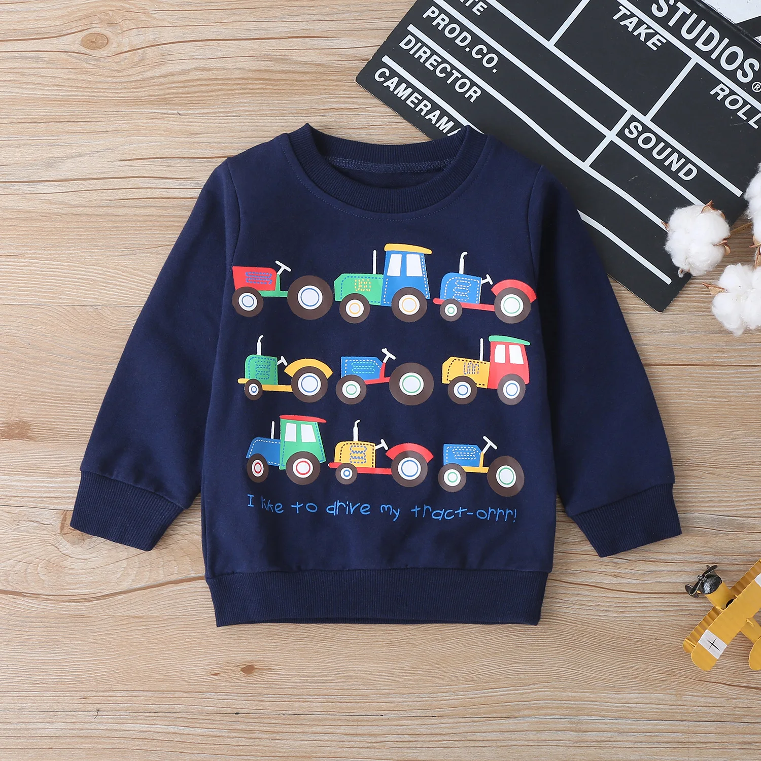 

Children's Clothing Navy Blue Cotton Sweatshirts Car Boys Clothes Long Sleeve Fall Clothes for Kids 2020 Fashion 2 To 7 Years