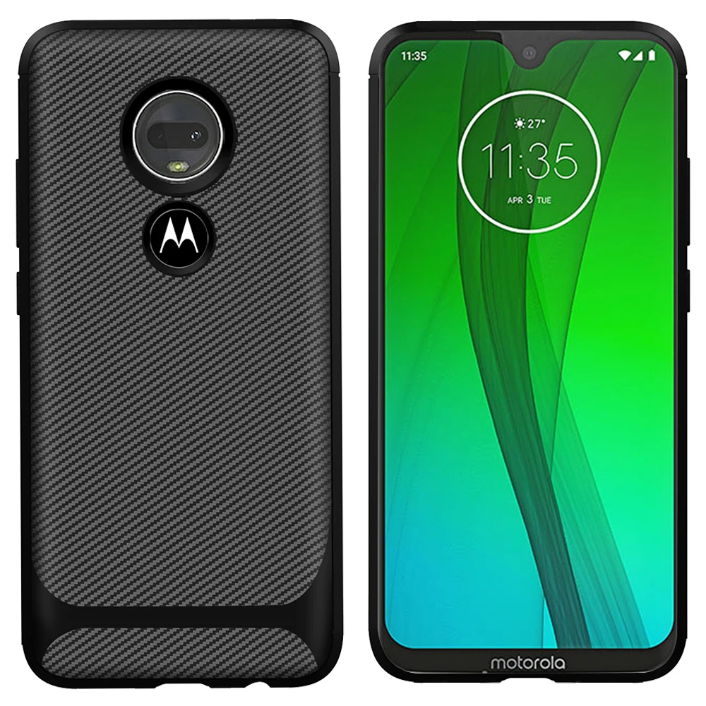 Moto rolaG7 Play G7 power G8 plus чехол из углеродного волокна ТПУ противоударный чехол - Цвет: Черный