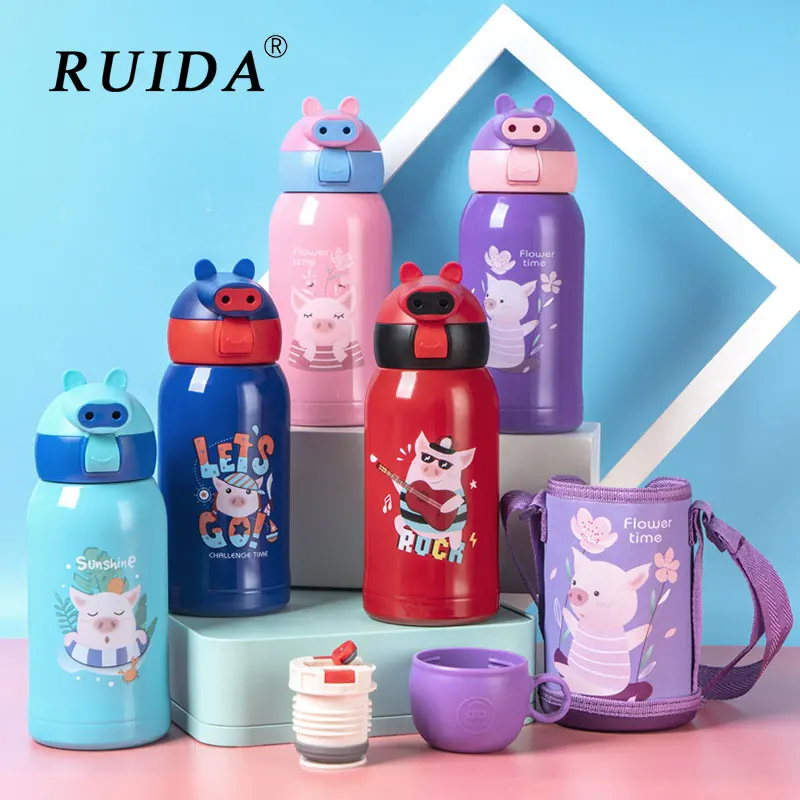 

Kids Insulation Water Bottle Stainless Steel Vacuum Flask Child's Thermos Cup Baby Portable Feeding Bottle With Straw Leak Proof